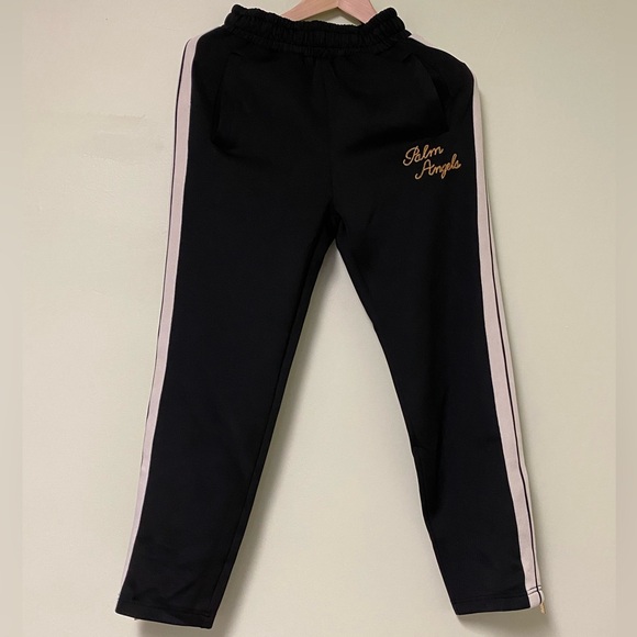 Palm Angels Black and White Sweatpants with Tapered Leg